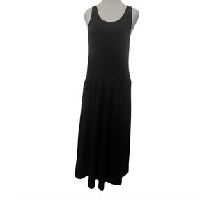 Flower Tea Brand Black Ribbed Knit Tank Dress w/Pockets. Pre owned 100% Cotton